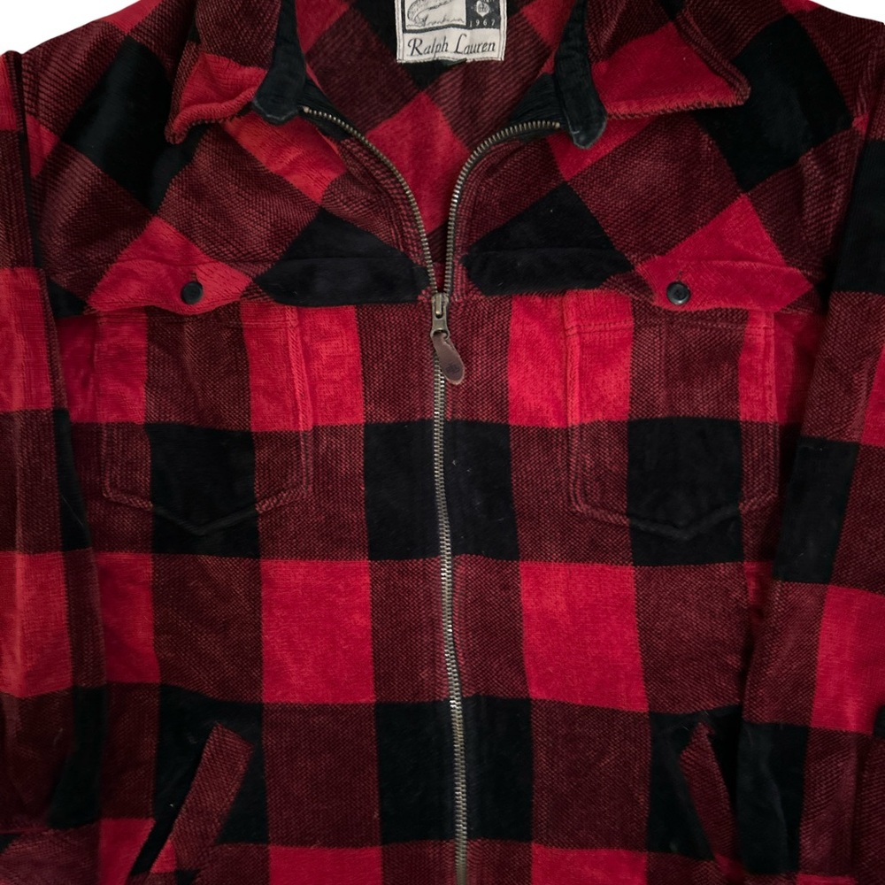 Lauren Ralph Lauren Buffalo Plaid Jacket Women M Red Black Flannel Crest Label